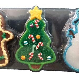 Russ Berrie Set of 3 Trio Candles Christmas Holiday NOS Snowman Gingerbread Tree